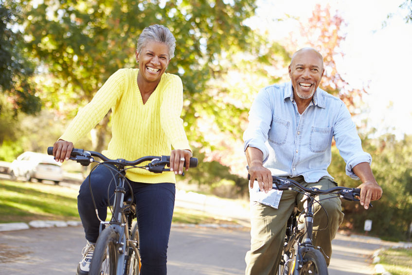 Happy biking couple.