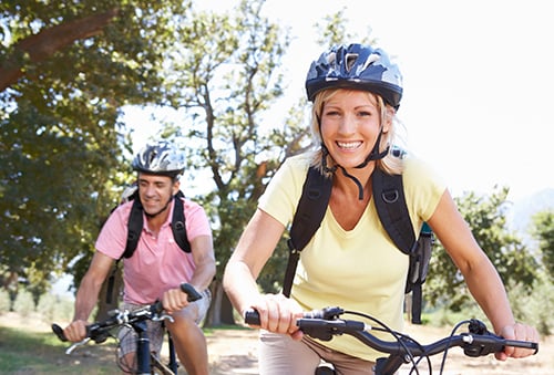 Couple biking